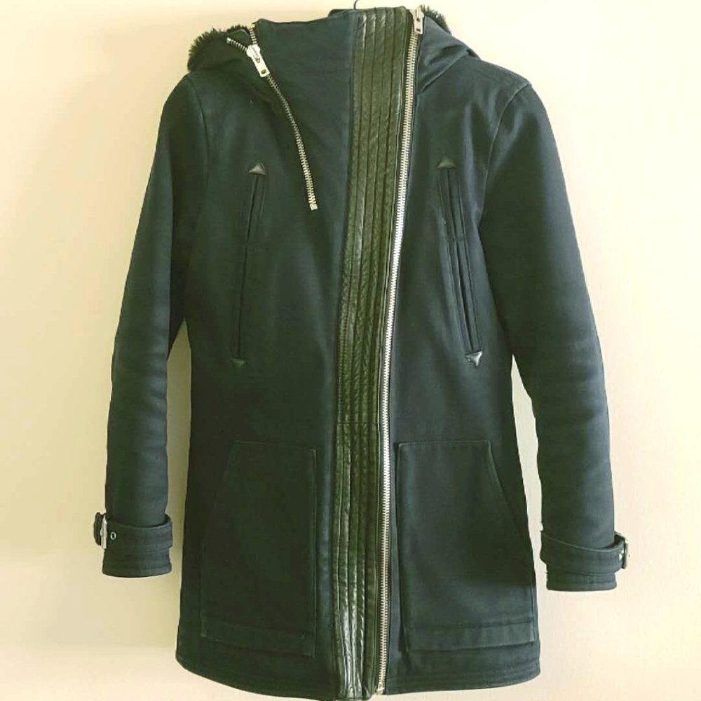 The Kooples Parka with Leather Details